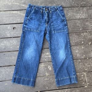 CAbi Women's Dark Blue Cropped Wide-Leg Jeans size 6